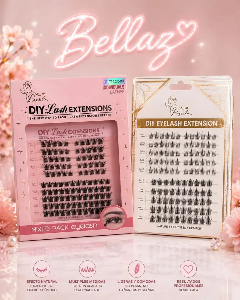 Pestañas Efecto Anime  Rosa y Oro DIY 18-19