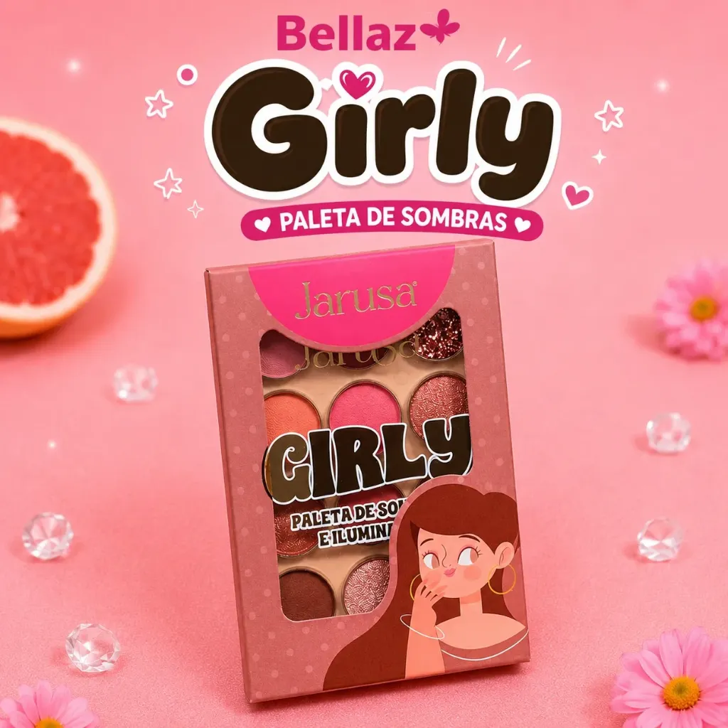 Paleta de Sombras e Iluminador - Girly Jarusa AGS-159